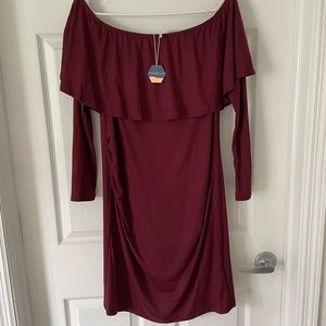 Pinkblush Burgundy Off-Shoulder Dress